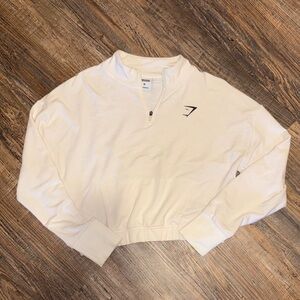 Gymshark Women's White Quarter-Zip Sweatshirt